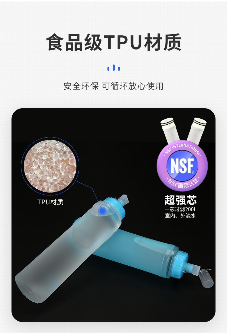 undefined 全球优选——户外饮水神器 ▎国际认证超强芯 可折叠 可过滤 可除菌(图2)